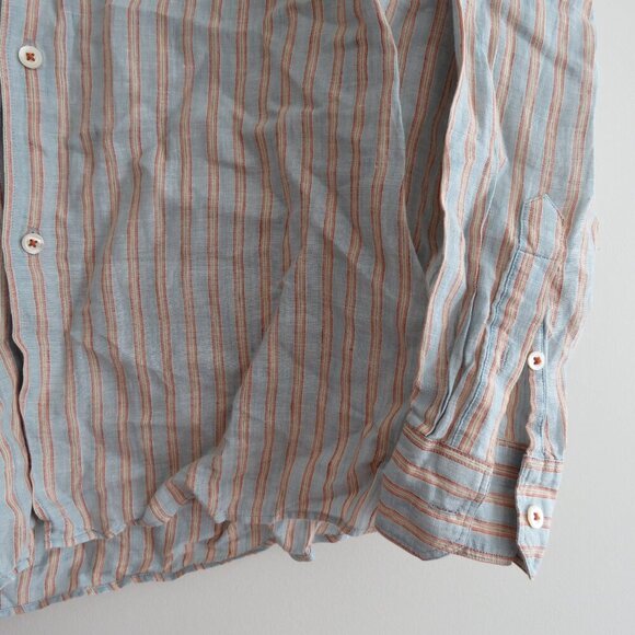 MARTIN GORDON 100% Linen Striped Casual Shirt in Light Blue - Men's Size XL - Picture 4 of 15